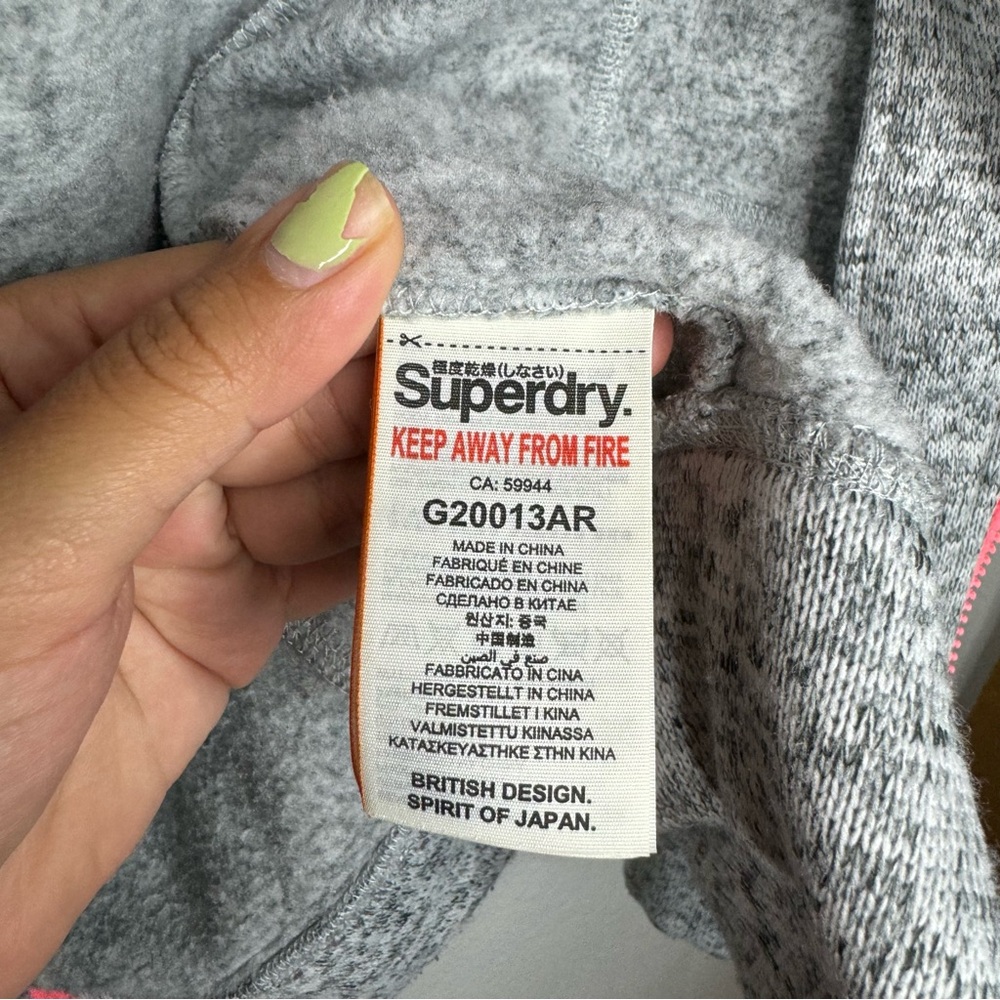 Superdry Gray Storm Colour Pop Zip Hoodie - Picture 7 of 9